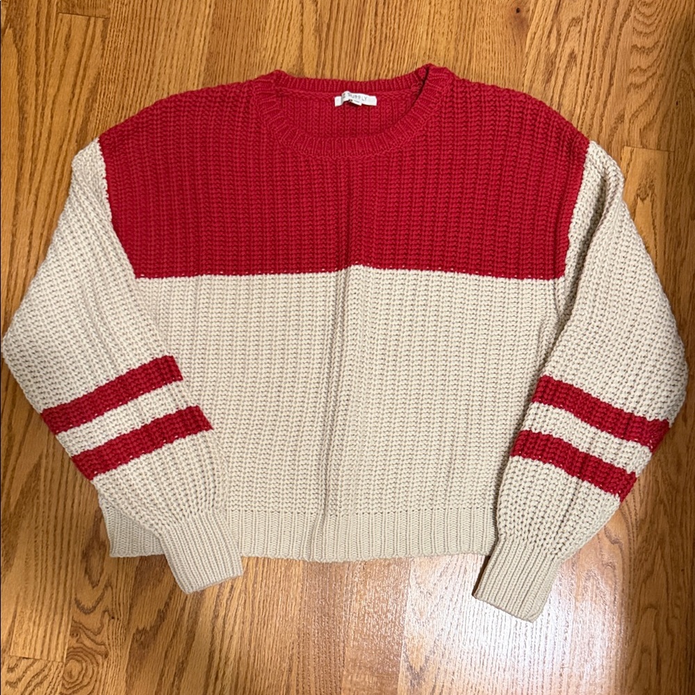 Z Supply Red and Cream Striped Sweater